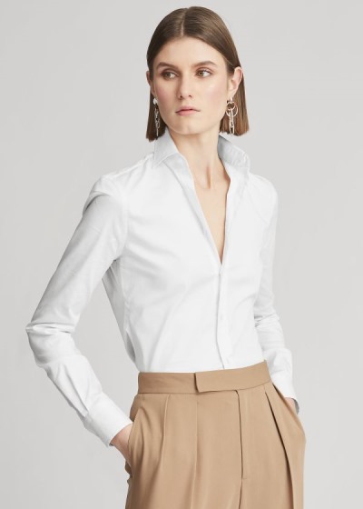 Camisa Ralph Lauren Mujer Blancos - Charmain Stretch Poplin - CZIDY3054